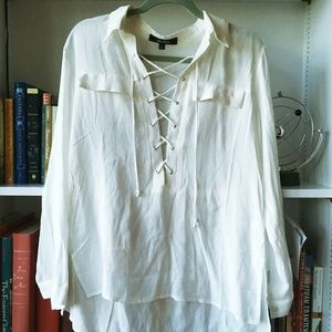White Tie-Front Blouse